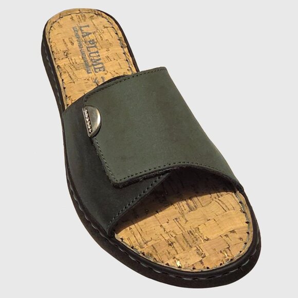 NEW la Plume Women Raleigh Grey Combo Cork Adjustable Width Slide Sandal Mule - Picture 1 of 5